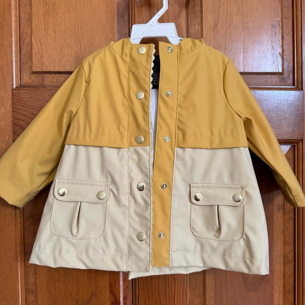 Cynthia Rowley 12 Month Girls Two-Tone Yellow and Cream Raincoat